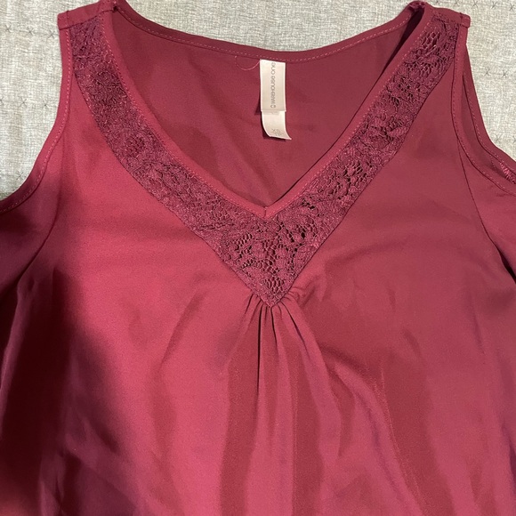 Burgundy Cold-Shoulder Blouse - Picture 2 of 4